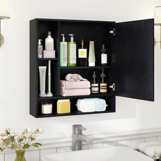 Wall Mounted Bathroom Cabinet with Mirror Single Door-White