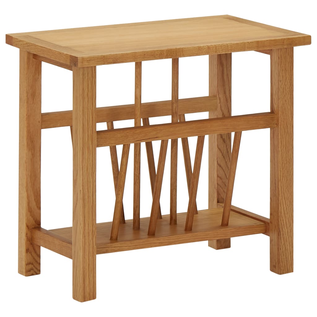 Solid Oak Wood Magazine Table