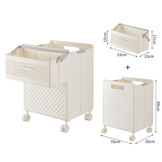 NNEDSZ Foldable Laundry Basket with Wheels - Portable Rolling Hamper for Home Use,Storage laundry basket combination 33*28*48cm Cream Yellow-0