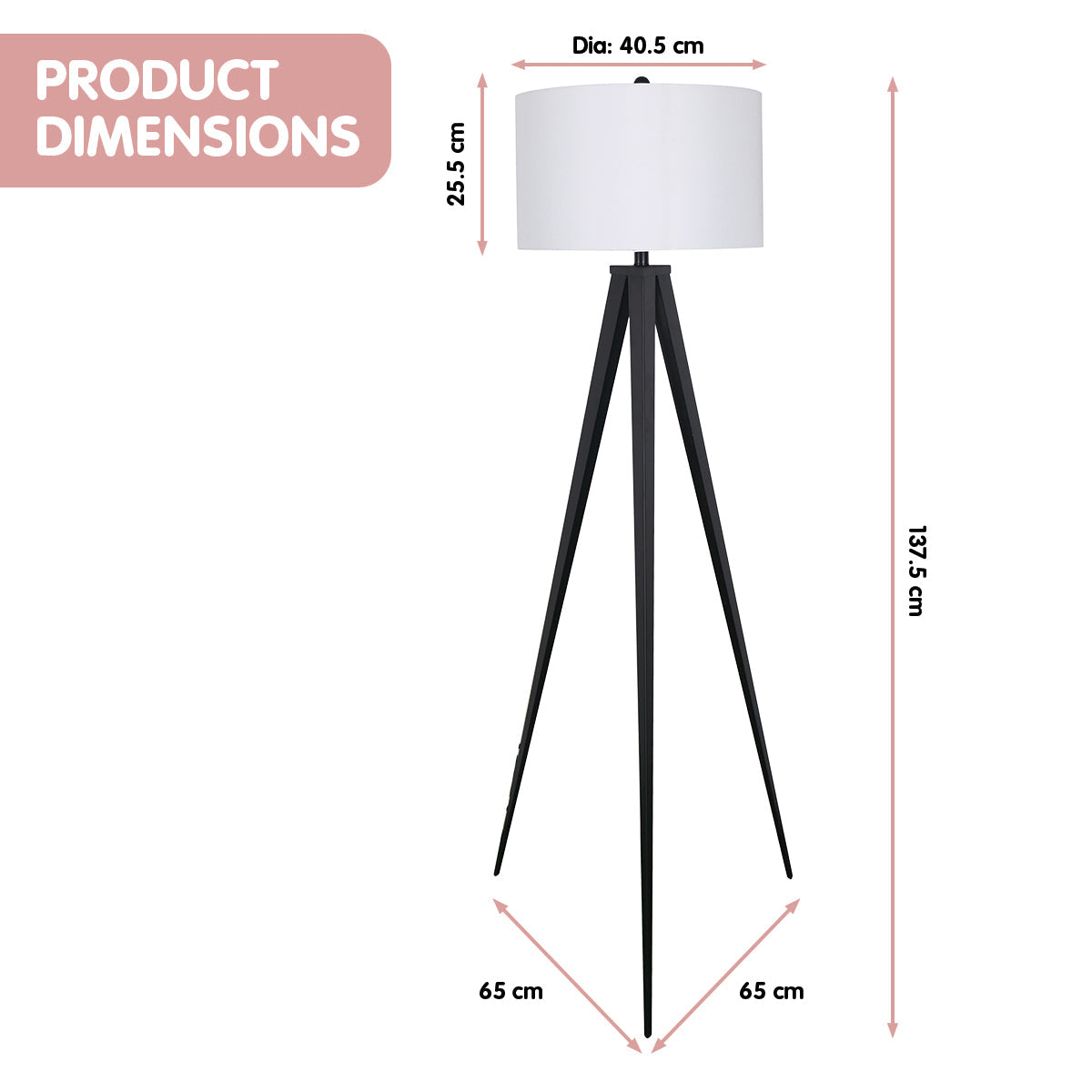 Minimalist Modern Tripod Floor Lamp - Black