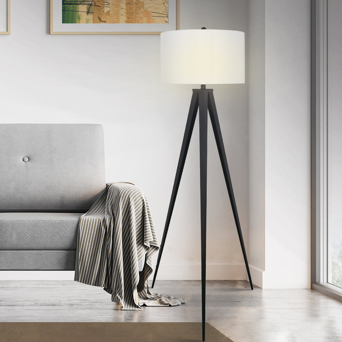 Minimalist Modern Tripod Floor Lamp - Black