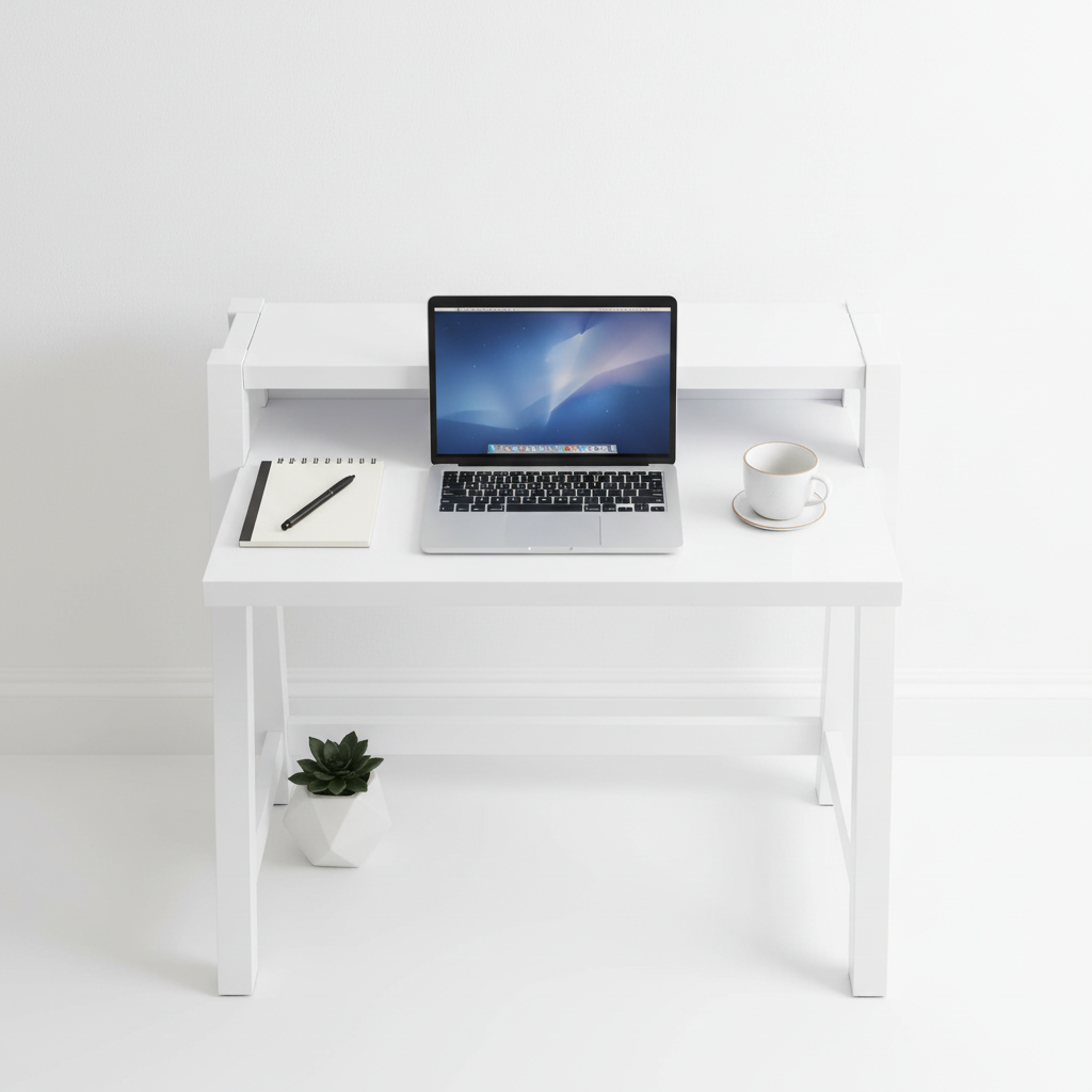 White Minimalist Desk Flat Lay